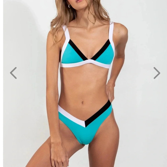 NWT OneOne Swimwear SET Bikini New Tiffy Blue Black White Kameron Jesse Cheeky - Picture 5 of 6